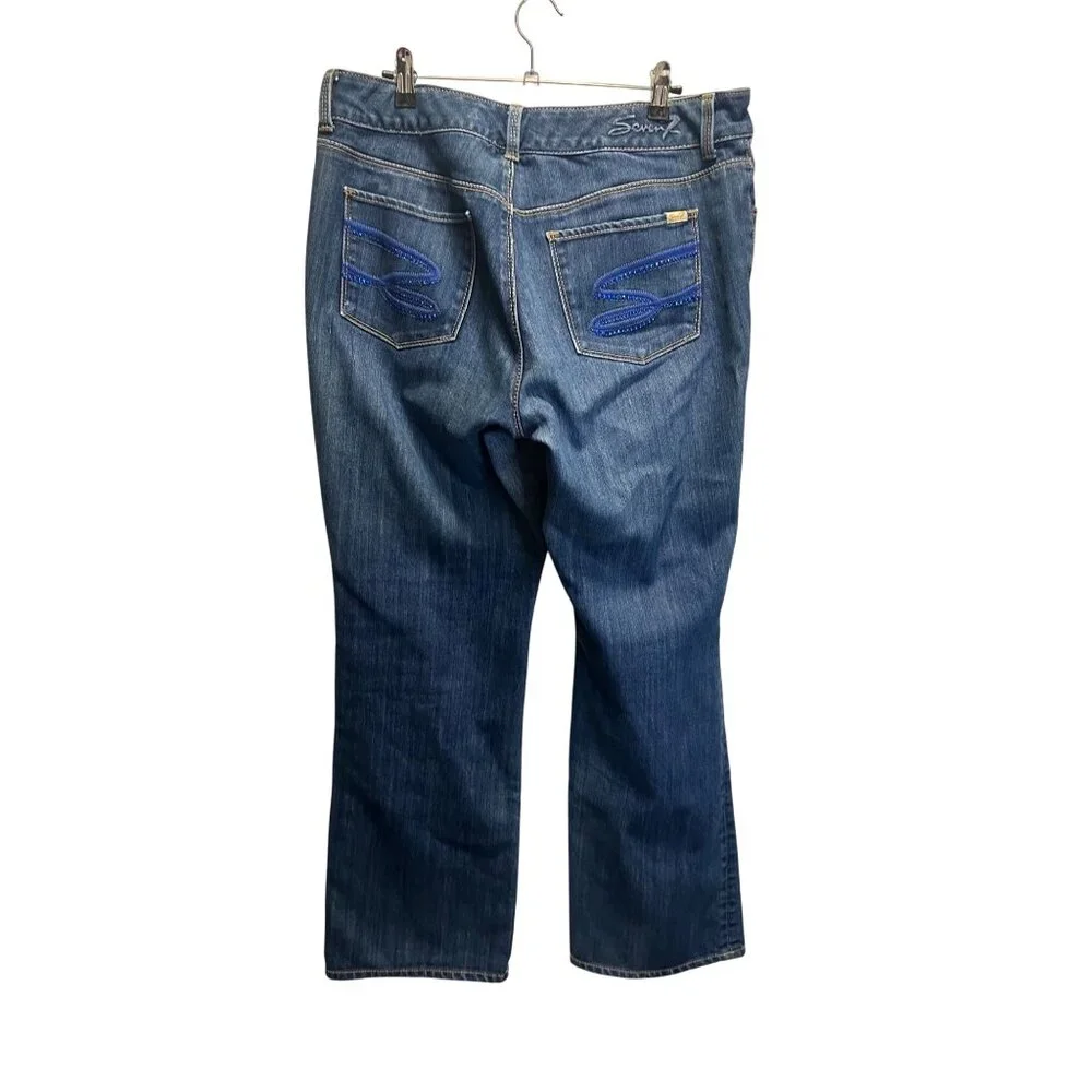 Seven7 Luxe Womens Blue Denim Jeans W/ Rhinestone Back Pockets Size 16 - Picture 2 of 7